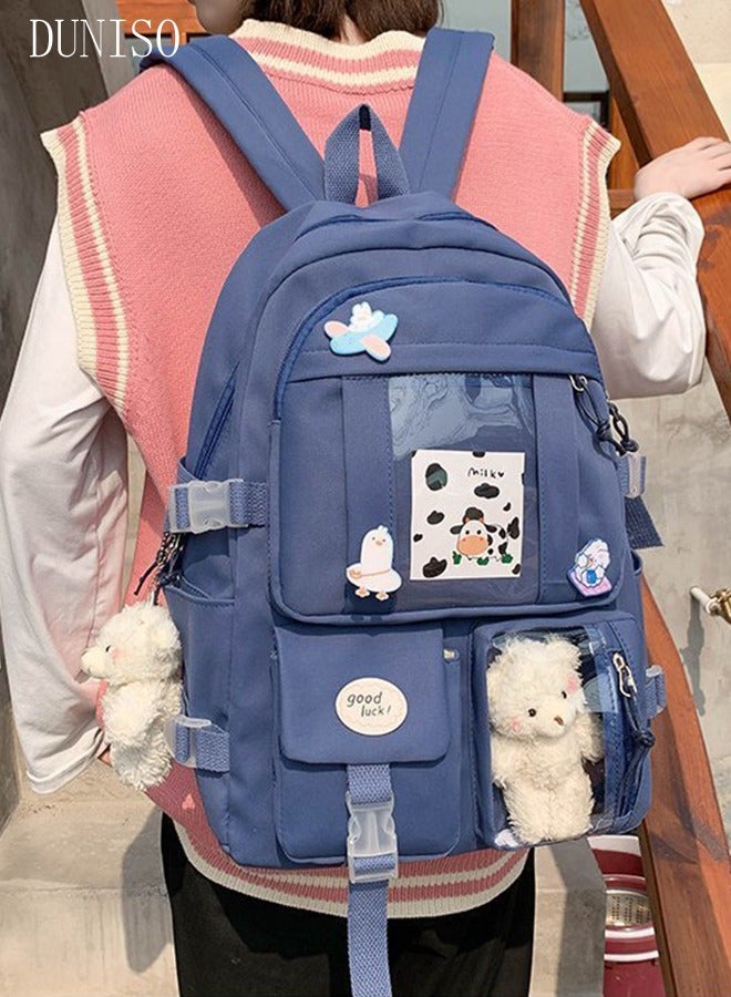 DUNISO School Backpack with Pencil Case and  Doll Pendant Waterproof Book Bag with Compartments for Teen Kid Students Elementary School Kids' School Bag With Large Capacity - Image 5