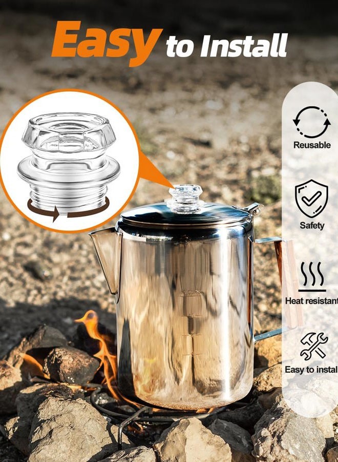 Mereza Coffee Percolator Glass Top Replacement Glass Knob Top for Coletti, Gsi, Coleman, Eurolux, Stansport, Texsport, Elite, Stovetop Coffee Percolator with Filter - Image 4