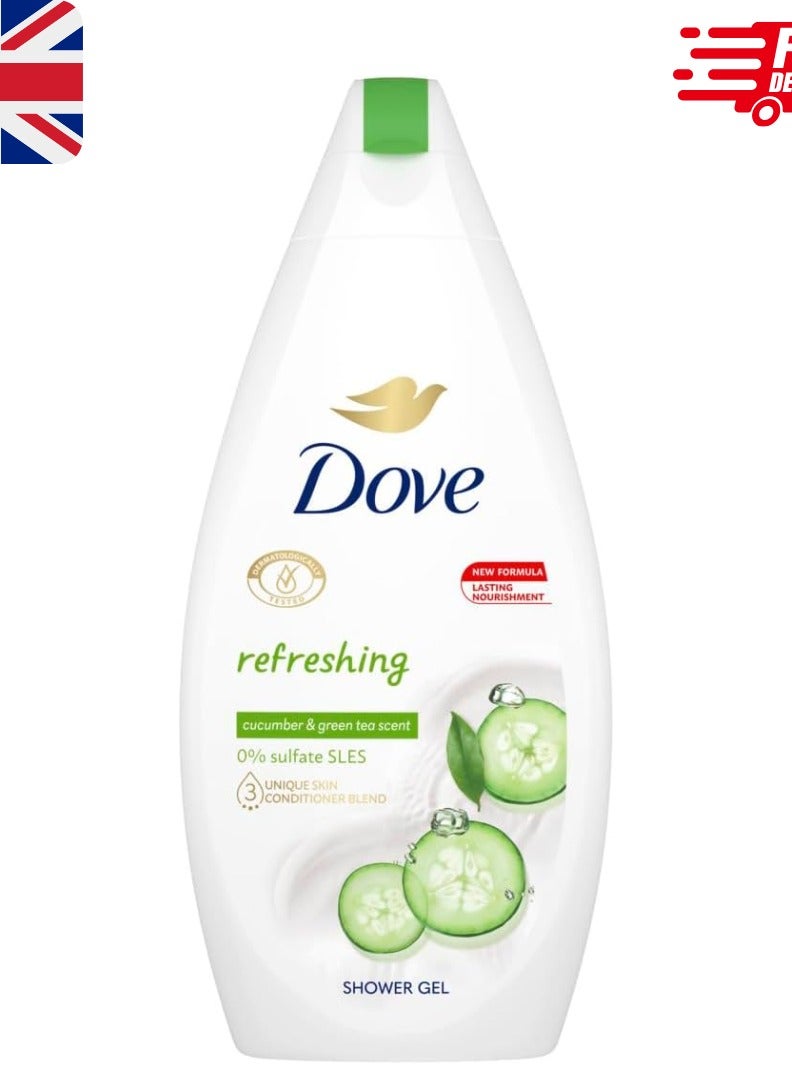 دوف غسول جسم منعش بالخيار والشاي الأخضر – 500 مل