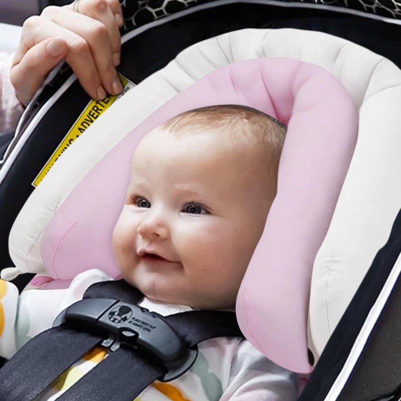 Pro Goleem إدخال مقعد السيارة للأطفال برو غوليم، دعم جسم الطفل للأطفال الصغار، إدخال مقعد السيارة الناعم للأطفال الخدج، 2 في 1 قابل للعكس، مثالي لمقاعد السيارة، عربات الأطفال، الأرجوحات، وردي وأبيض - Image 2
