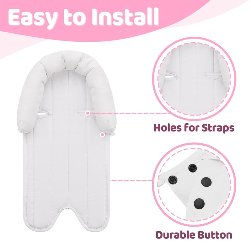 Pro Goleem إدخال مقعد السيارة للأطفال برو غوليم، دعم جسم الطفل للأطفال الصغار، إدخال مقعد السيارة الناعم للأطفال الخدج، 2 في 1 قابل للعكس، مثالي لمقاعد السيارة، عربات الأطفال، الأرجوحات، وردي وأبيض - Image 5