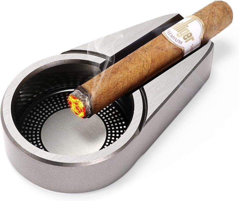 CiTree Cigar Travel Ashtray, Metal (Silver) - Image 2
