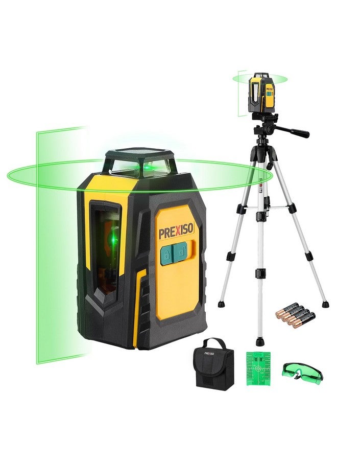 Prexiso PREXISO 360° Laser Level with Tripod, 100Ft Self Leveling Cross Line Laser- Green Horizontal Line for Construction, Floor Tile, Renovation with Target Plate, Green Glasses, Carry Bag, 4 AA Batteries  - Image 1