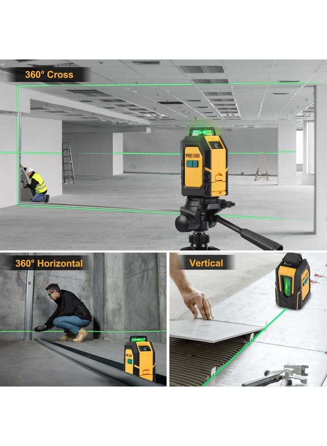 Prexiso PREXISO 360° Laser Level with Tripod, 100Ft Self Leveling Cross Line Laser- Green Horizontal Line for Construction, Floor Tile, Renovation with Target Plate, Green Glasses, Carry Bag, 4 AA Batteries  - Image 2