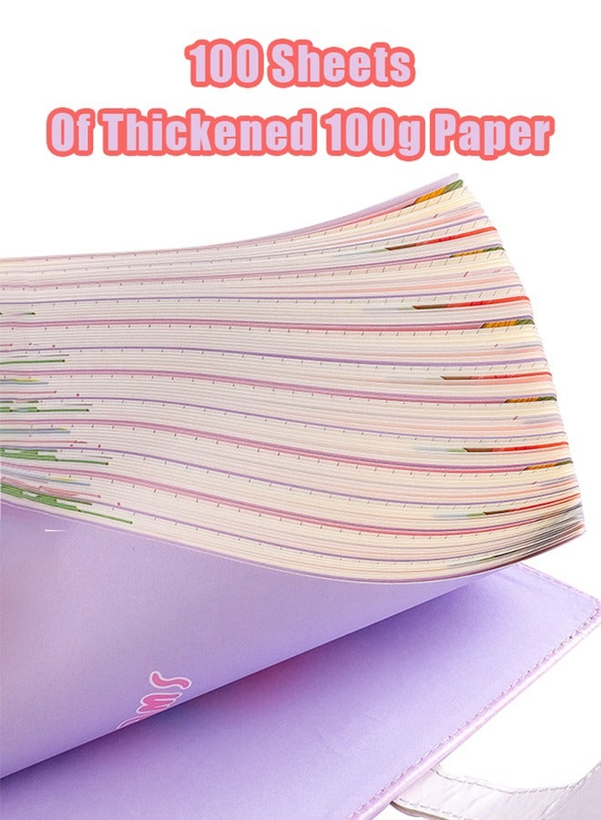 بداية مثالية صندوق هدايا دفتر ملاحظات A5 مع دمى قابلة للضغط للرجال والنساء، 200 صفحة من دفاتر الملاحظات الملونة والمسطرة اللطيفة، دفاتر يوميات للطلاب الكتاب - Image 3