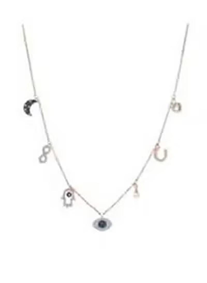 Swan قلادة متعددة المعلقات توتم المحظوظ، بقاعدة فضية