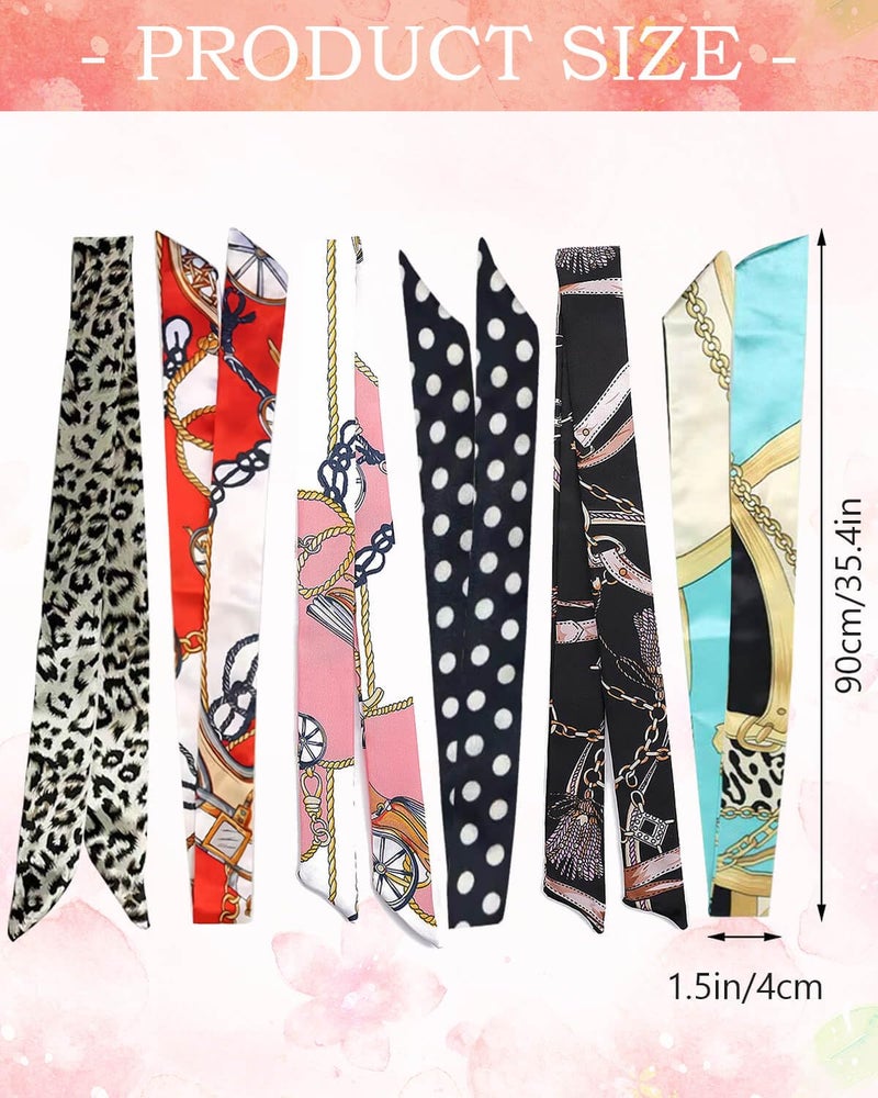 JELIEE 6 Pack Scarf Bags for Women Narrow Handbag Handle Wrap Ribbon Neckerchief Scarf Hair Neck Scarves Fashion Gifts - Image 2