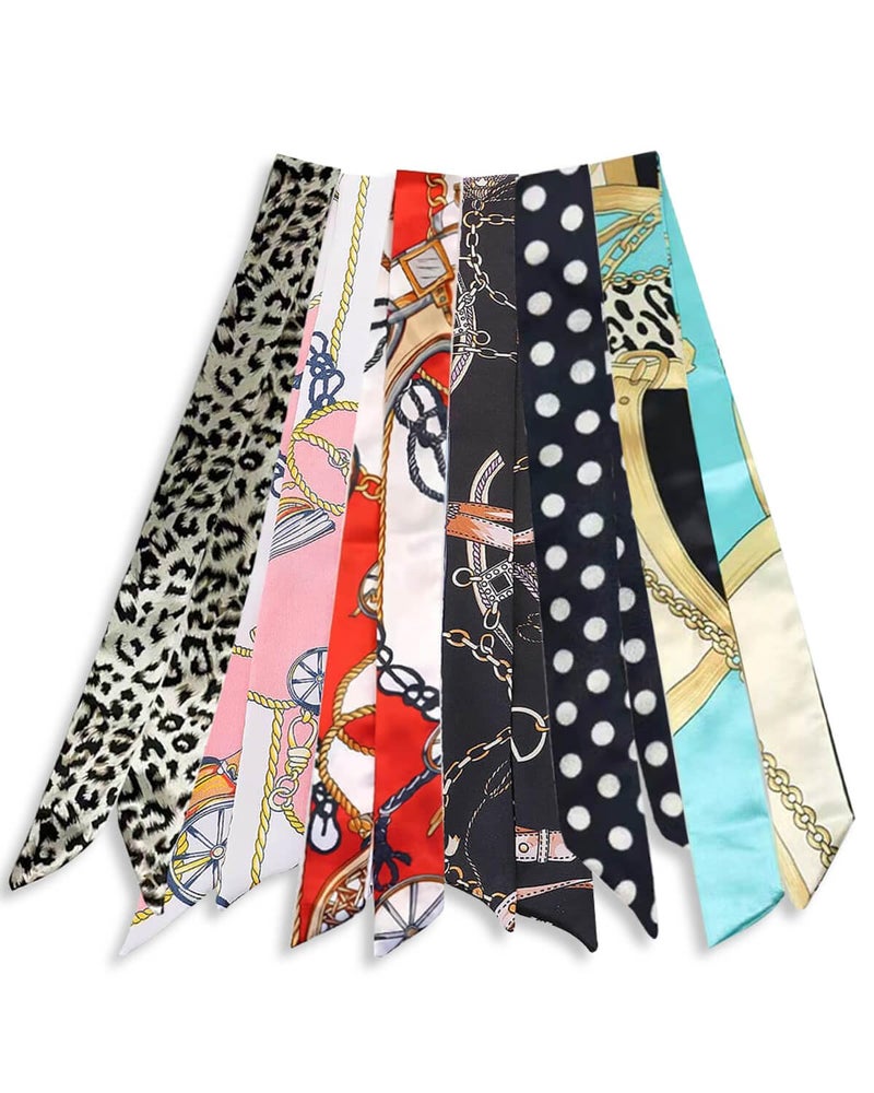 JELIEE 6 Pack Scarf Bags for Women Narrow Handbag Handle Wrap Ribbon Neckerchief Scarf Hair Neck Scarves Fashion Gifts - Image 1