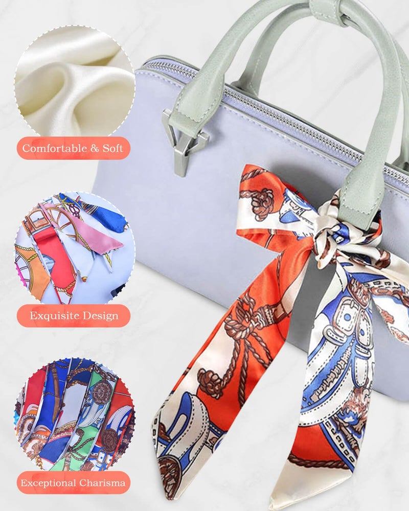 JELIEE 6 Pack Scarf Bags for Women Narrow Handbag Handle Wrap Ribbon Neckerchief Scarf Hair Neck Scarves Fashion Gifts - Image 5