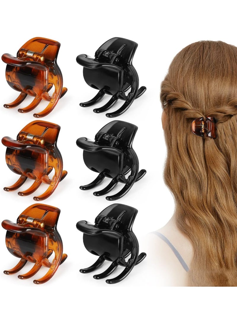 6 أجزاء من قبضة الشعر ، 1.4 بوصة ، أسود بني ، مضاد للانزلاق ، قبضة قوية ، مناسبة للشعر السميك / المتوسط السميك ، الإناث / الفتيات ، 6 حزم - Image 1
