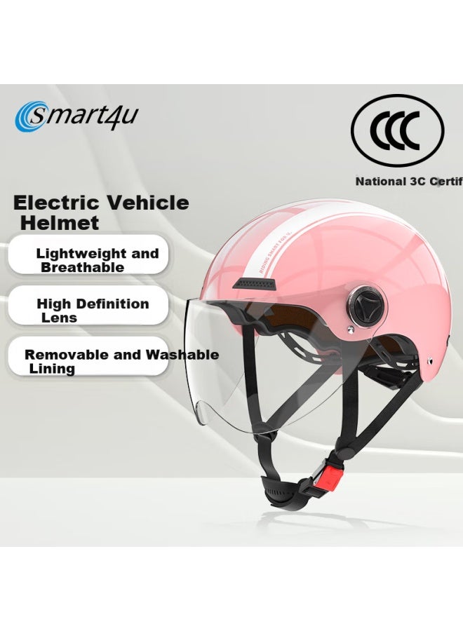 Smart4u Helmet, Electric Bicycle And Motorcycle Helmet, All-season, Safety Helmet For Adults, Men And Women, Half Helmet, Eh10 Pink - Image 1