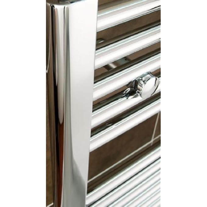 650MM WIDE 600MM HIGH CHROME HEATED TOWEL RAIL STRAIGHT FLAT BATHROOM WARMER RADIATOR RACK CENTRAL HEATING - Image 2
