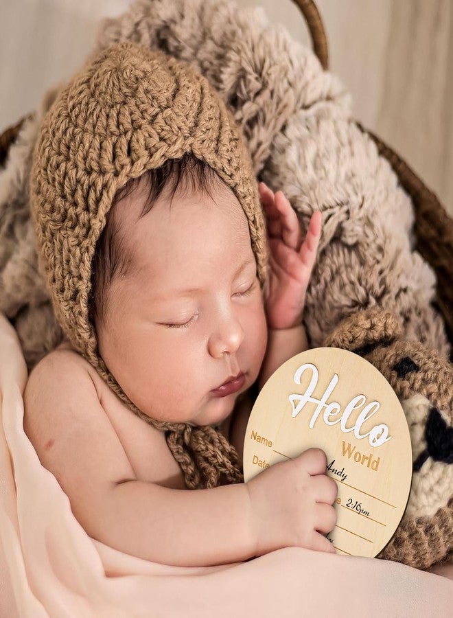 Abilat Wooden Baby Announcement Sign Hello World Newborn Name Plaque Photo Prop for Boys Girls Hospital Nursery Baby Shower - Image 4