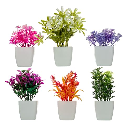 JH Gallery Artificial Flower Pot - Home Decor, Indoor Plants for Home, Decorative Items for Office, Artificial Plants for Decoration, Plastic Flowers for Home Decor (Pack of 6) - Image 2