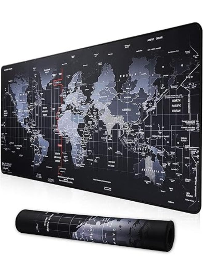 Gaming Mouse Pad 90x40cm, Anti-Skid Mouse Mat, World Map Mousepad Rubber Base and Stitched Edges for Gamers Office - Image 1