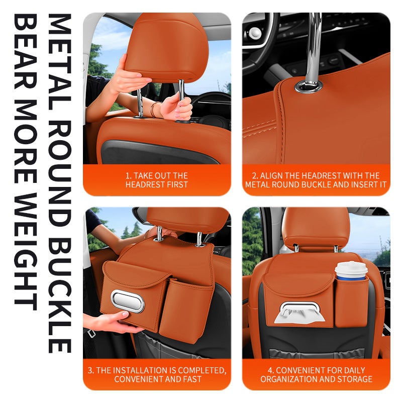 Car Seat Back Organizer Pockets Leather Hanging Storage - Image 4