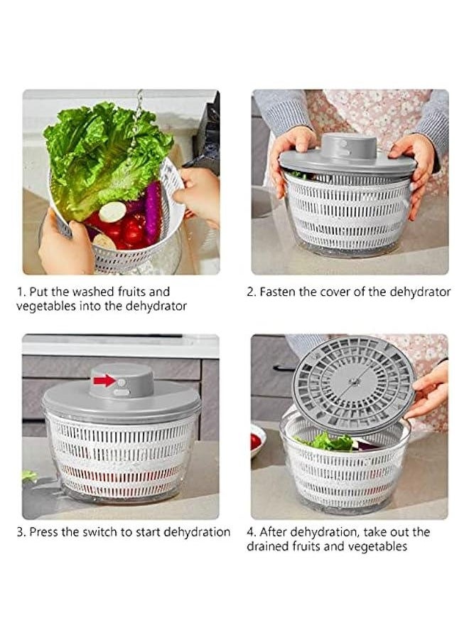 Generic Electric Salad Spinner,Automatic Salad Rotator,USB Chargeble Lettuce Spinner- Easy Water Drain System,Lettuce Cleaner and Dryer for Home Kitchen Washing & Drying Leafy Vegetables (White)  - Image 4
