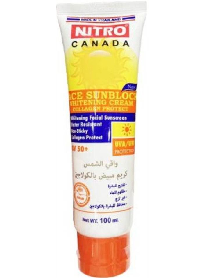 Face Sunblock Whitening Non-Sticky Cream Collagen Protect UV 50 plus 100ml