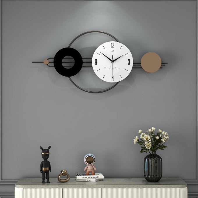 DECORATIVE WALL CLOCKS FOR LIVING ROOM DECOR LARGE MODERN METAL WALL CLOCKS BATTERY OPERATED FOR BEDROOM KITCHEN OFFICE HOME 31 INCH BIG SILENT BLACK CLOCK WALL DECOR NON TICKING FOR INDOOR