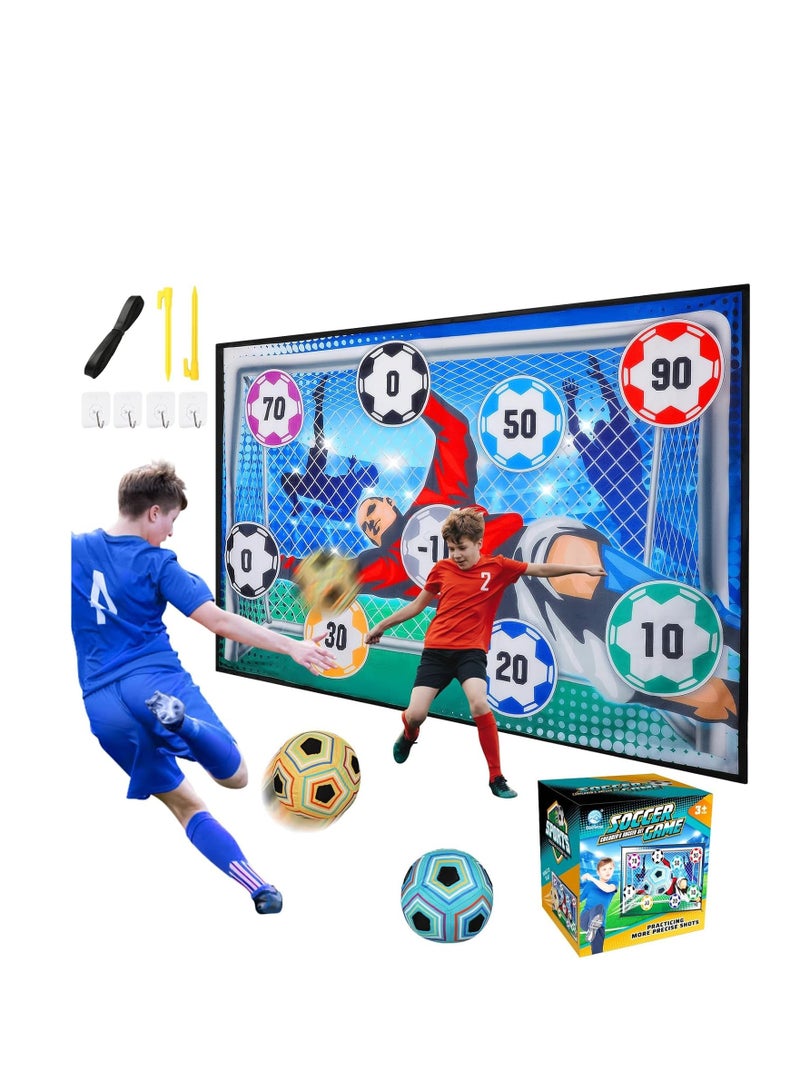 MIXDE Soccer Ball Game Set for Kids, Indoor Outdoor Backyard Toss Soccer Goal Game with Velcro Balls, Foldable Flannel Goals, Toddlers Gift for 3 4 5 6 7 8 Year Old Boy Toys Birthday - Image 1