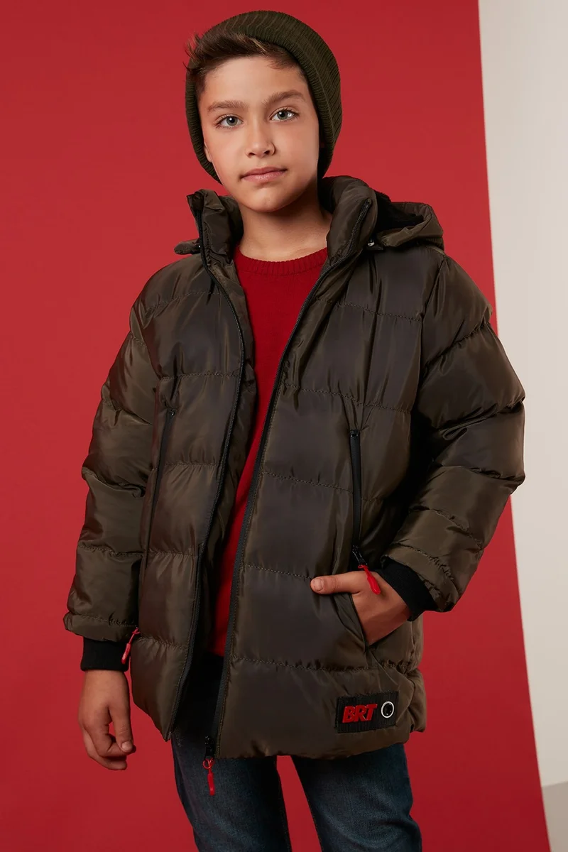 ليلا Plush Lined Removable Hooded Puffer Coat Boy's COAT 5763038