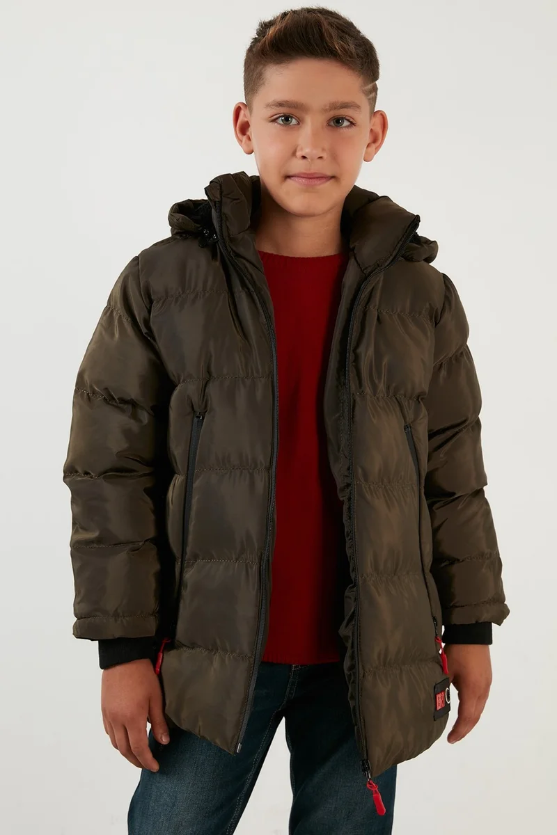 ليلا Plush Lined Removable Hooded Puffer Coat Boy's COAT 5763038