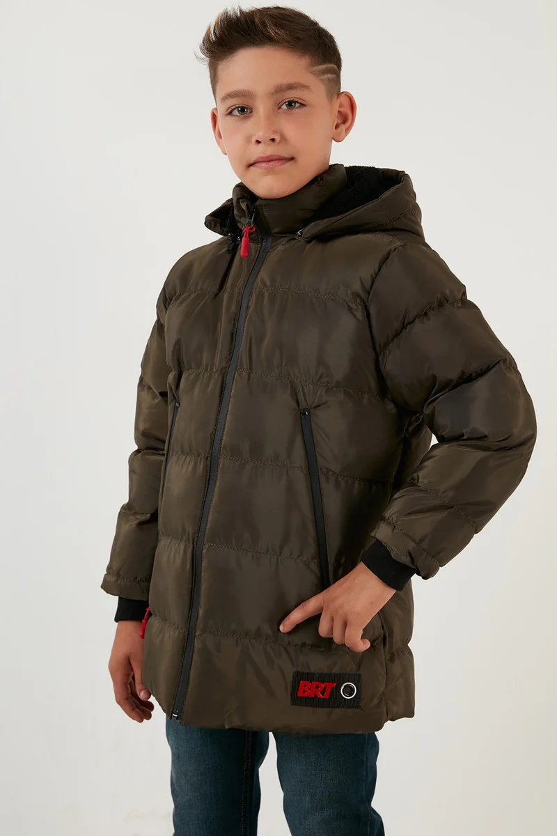 ليلا Plush Lined Removable Hooded Puffer Coat Boy's COAT 5763038