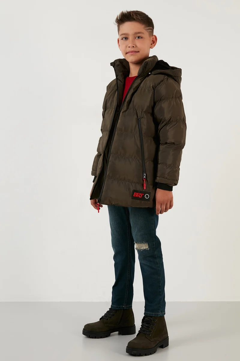 ليلا Plush Lined Removable Hooded Puffer Coat Boy's COAT 5763038