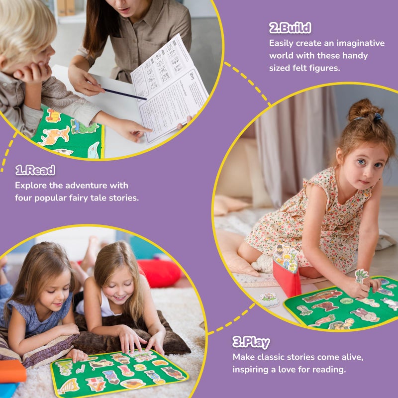 CHEFAN Felt/Flannel Board Story Set of 4, PRECUT Felt Pieces for Preschool Toddlers, Stone Soup, The Three Billy Goats Gruff, Jack and Beanstalk, The Boy Who Cried Wolf - Image 5