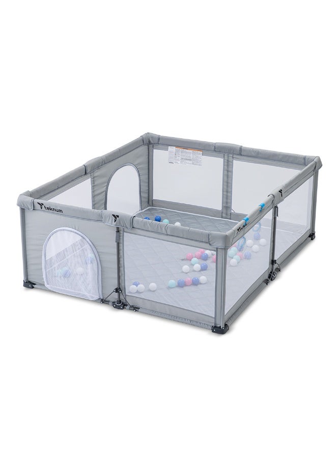 Teknum One - Minute Fold - Unfold Playpen, 150 x 180 cm with Mattress and Balls - Grey - Image 5