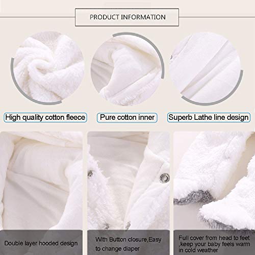 Winmany Newborn Baby Cartoon Bear Snowsuit Winter Coat Fleece Hooded Romper Jumpsuit - Image 4