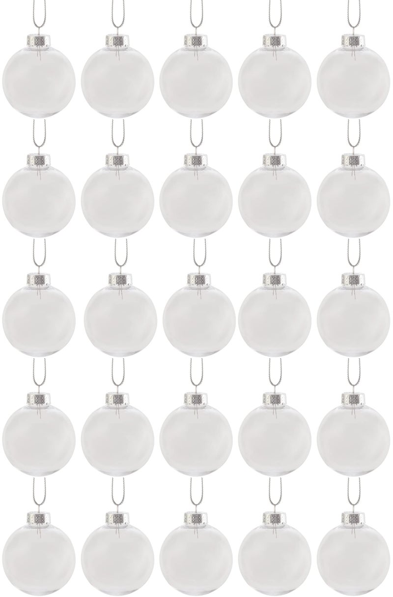 Creative Hobbies - Bulk Value Pack of 25 pcs - 67mm (2-5/8 Inch) Round Clear Plastic Ball Ornaments - Great for Crafting DIY Christmas Ornaments - Image 2