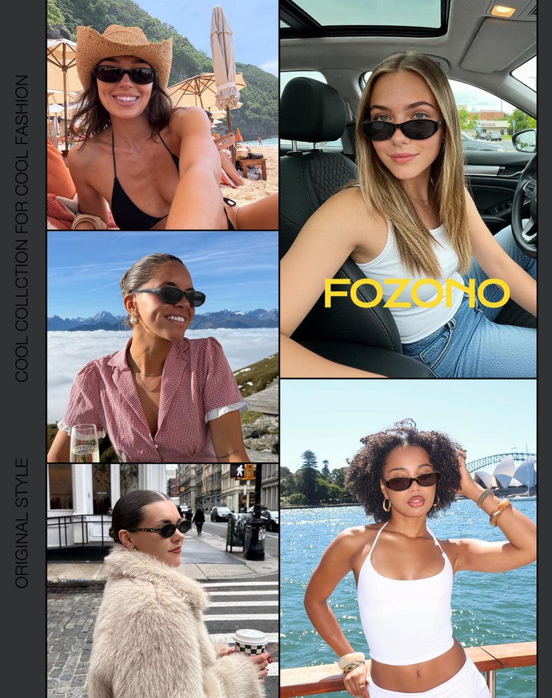 Fozono Retro Narrow Oval Sunglasses for Women Trendy Small Vintage Sun Glasses UV Protection FZN824 Tortoise/Gray - Image 3