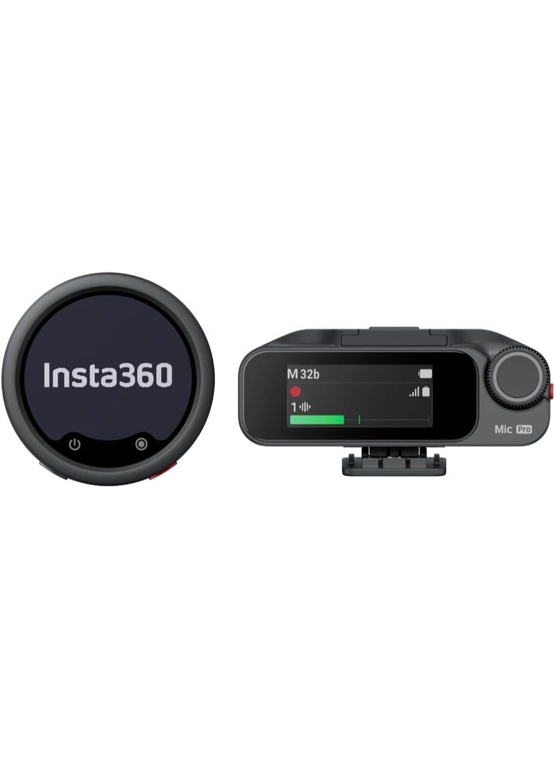 انستا 360 انستا360 ميكروفون برو (1 TX + 1 RX)، ميكروفون لاسلكي صغير لافالير لايفون/الكاميرا/اندرويد، تسجيل الفيديو، بلوتوث، شاشة حبر الكتروني قابلة للتخصيص، مصفوفة 3 ميكروفونات، متاح لجهاز لايتنينج - Image 1