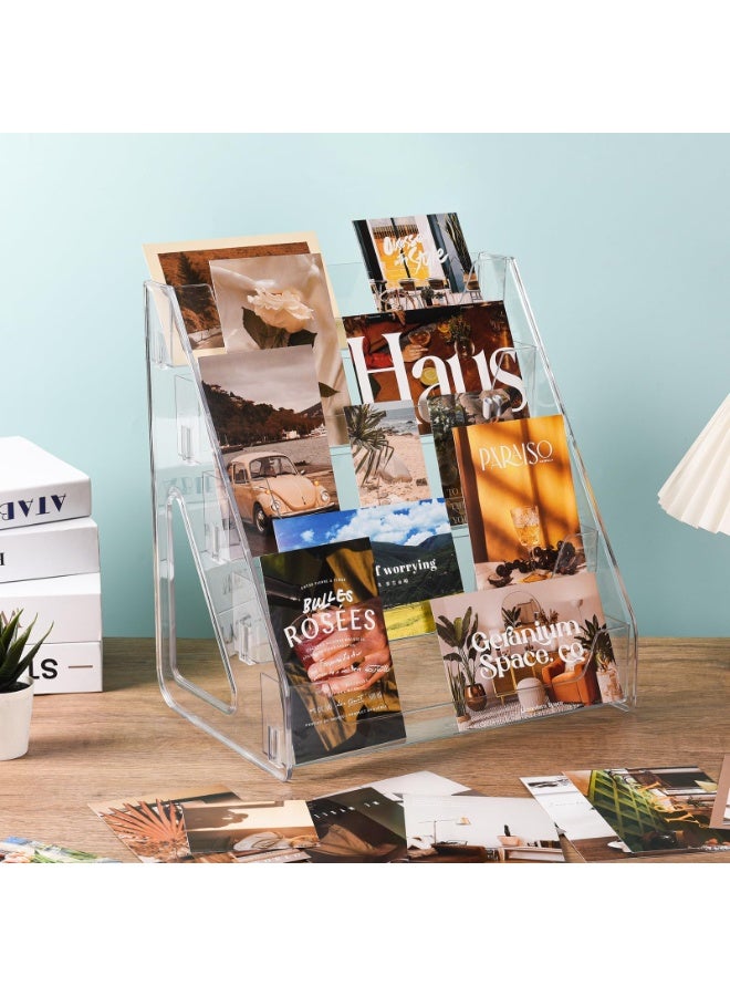 Upgraded 5-Tier Clear Acrylic Card Display Stand, Organizer for Greeting Cards, Sports Cards, Postcards, Stickers, Brochures, Easy Snap-On Assembly with Increased Height & Thickness for - Image 2