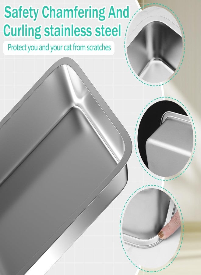 Tehoao Low Entry Cat Litter Box, 15.7"×11.8"×4" Stainless Steel Kitten Litter Box for Small Cat, Kitty Shallow Litterbox for Guinea Pig, Puppy, Hamsters Toilet - Image 3