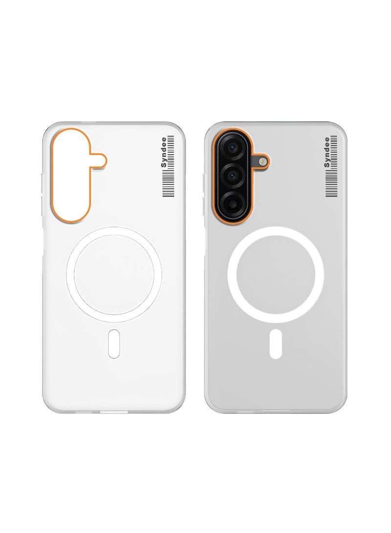Syndee Samsung Galaxy A17 5G 2025 Syndee Series Hybrid Translucent Magsafe with Magnetic Charging Raised Camera Lips Elegant Look Case Cover (MCMPMN) - White - Image 2