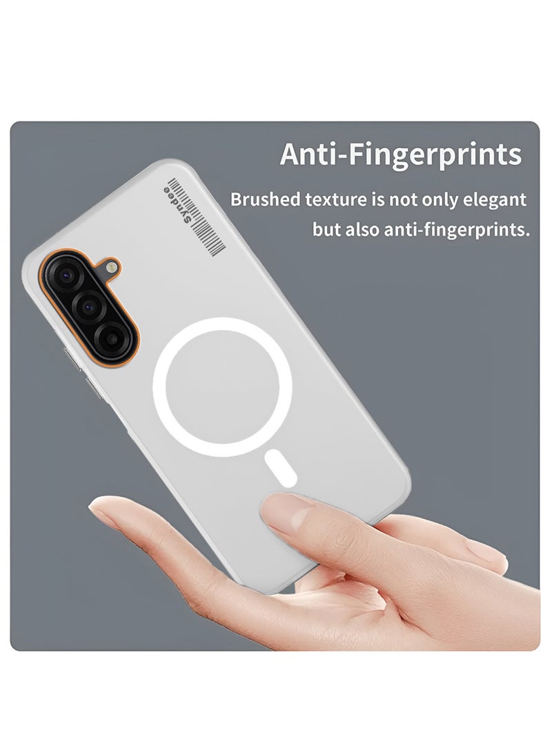Syndee Samsung Galaxy A17 5G 2025 Syndee Series Hybrid Translucent Magsafe with Magnetic Charging Raised Camera Lips Elegant Look Case Cover (MCMPMN) - White - Image 4