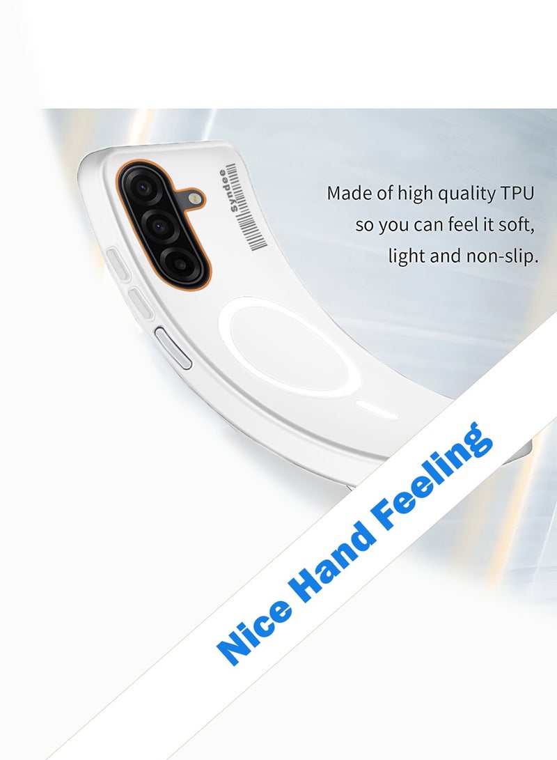 Syndee Samsung Galaxy A17 5G 2025 Syndee Series Hybrid Translucent Magsafe with Magnetic Charging Raised Camera Lips Elegant Look Case Cover (MCMPMN) - White - Image 3