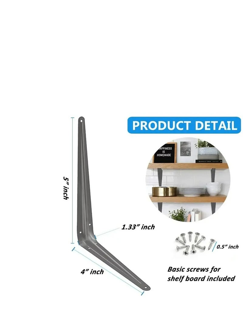 KNP KNP Grey light duty shelf brackets in a tripod style are designed for supporting shelves in various settings such as homes offices or workshops.  - Image 3