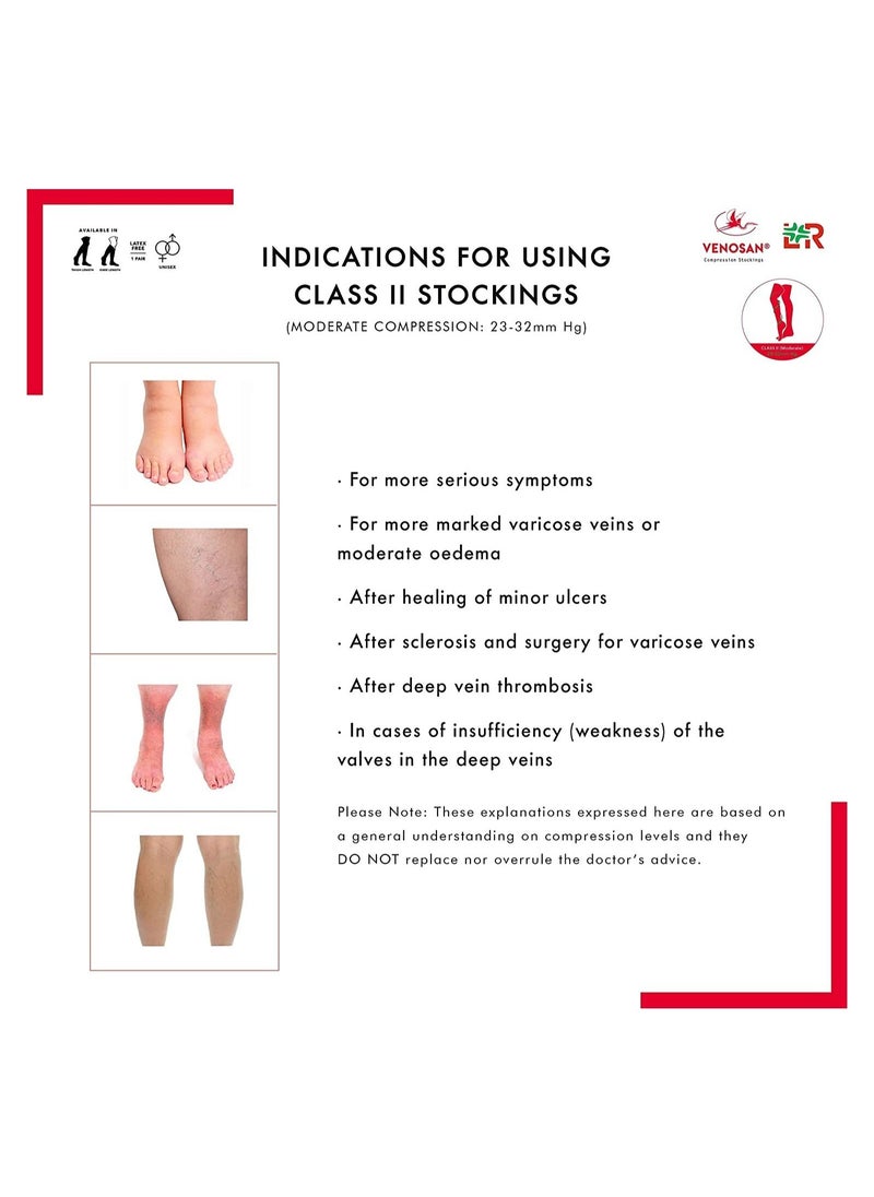 Venosan 100 Thigh level Medical Compression Stocking Class II (23 - 32 mmHg) Skin Tone VM12604, Size X-Large
