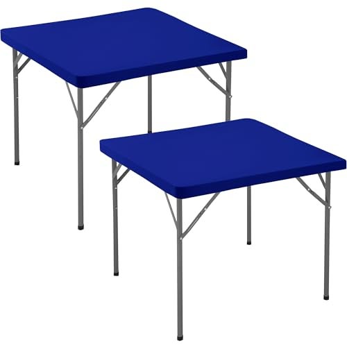 Enjoyidea Square Fitted Tablecloth 34x34 Inch-2 Pack Royal Blue Card Elastic Spandex Table Cover-Small Stretch Folding Table Cloths Topper Cap for Kitchen Dining Picnic Patio Outdoor Party Tables - Image 1