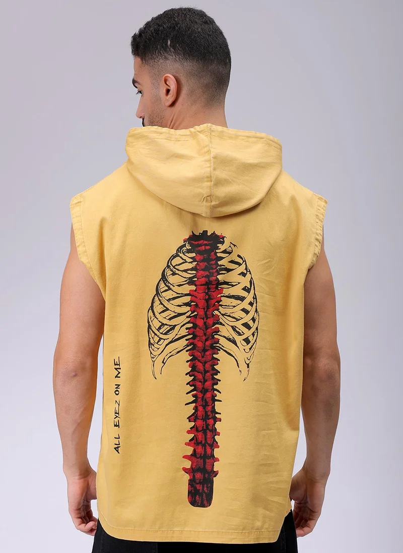 The Indian Garage Co Men Oversized Solid Sleeveless Hooded Street Wear Shirt