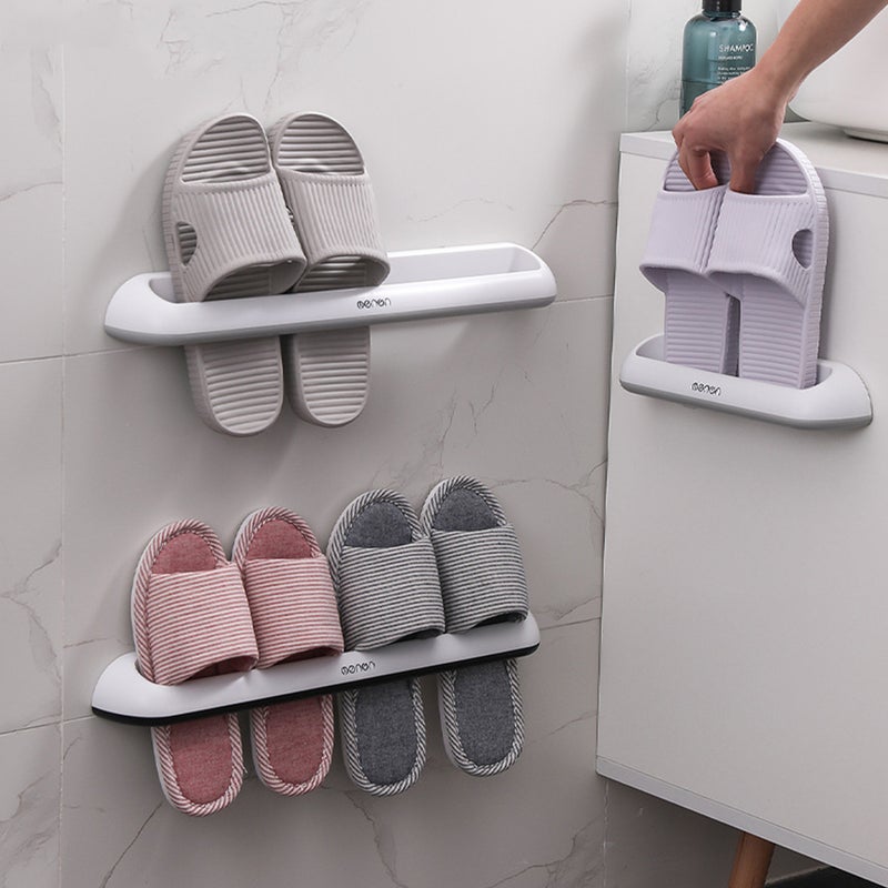 Bathroom Slippers Rack Wall Mounted Shoe Organizer Rack Slippers Holder Shoes Hanger Self Adhesive Shoes Storage Holder Bathroom Storage Organizer - Image 3