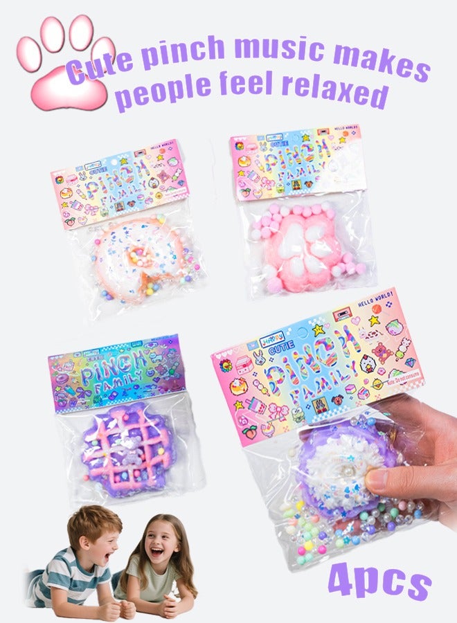 4 Pcs Taba Squishy Kit, Fufu Squishy Cute PVC Sensory Toys, Stress Relieving Fur Ball OPP Packaging Gifts, Sticky Squishy Squeeze Toys, Party Birthday Gifts - Image 1