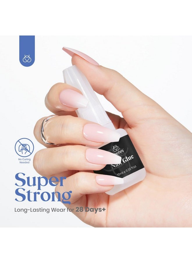 beetles Gel Polish - Beetles Nail Glue No Uv Light Needed Nail Bond Brush in Nail Glue for Press On Nails Fake Nails Super Strong Nail Glue for Nail Tips Long Lasting Acrylic Nails Gel Glue Valentines Gift for Women 10ML - Image 1