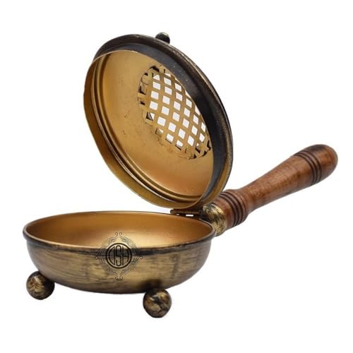 DSH Charcoal Incense Burner, Loban Burner With Handle, Dhoop Dhuni Burner Sambrani Dhoop, Resin & Home Office Temple Prayer Butler(Round) - Image 4