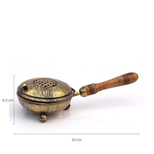 DSH Charcoal Incense Burner, Loban Burner With Handle, Dhoop Dhuni Burner Sambrani Dhoop, Resin & Home Office Temple Prayer Butler(Round) - Image 3