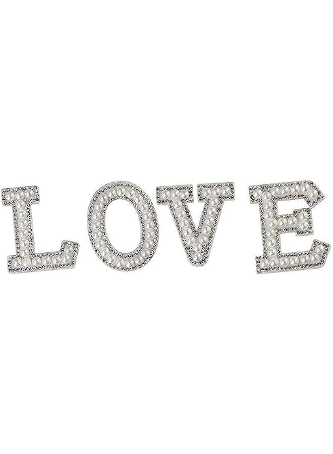 Generic 78Pcs Simulation Pearl Rhinestone Letter Patches,Self Adhesive A-Z Bling Letter Patches,Glitter Alphabet Repair Embroidered Sticker for DIY Clothes Bags - Image 3