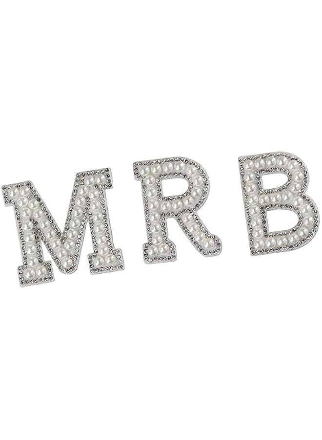 Generic 78Pcs Simulation Pearl Rhinestone Letter Patches,Self Adhesive A-Z Bling Letter Patches,Glitter Alphabet Repair Embroidered Sticker for DIY Clothes Bags - Image 4